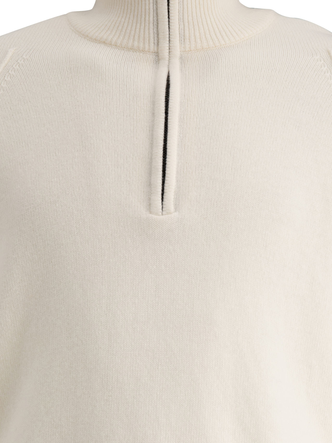 C.P. COMPANY White Half-zip sweater with Lens detail